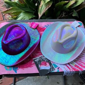 Holographic Cowboy Hats in White and Purple